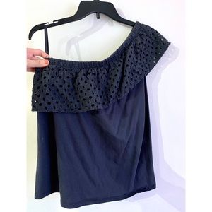 💕Loft One Shoulder Eyelet Top